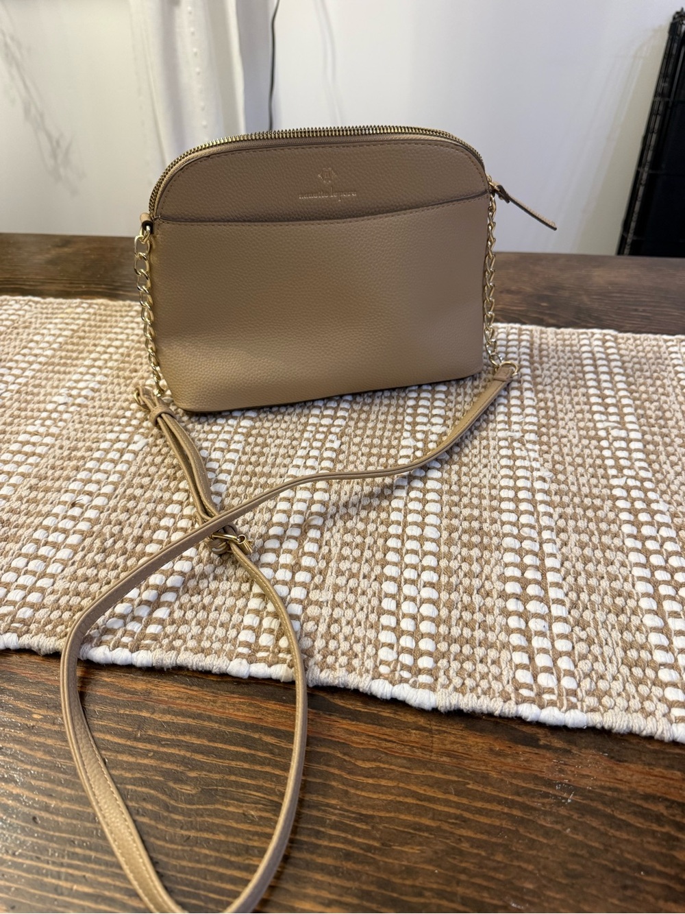 Nanette Lepore Taupe Shoulder Crossbody with Gold Chain